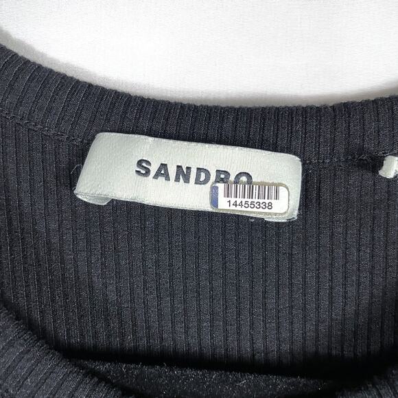 Sandro Olane Black Tank Dress Cutout Shoulder Midi Sleeveless Sz 38 EU / US 6 - Picture 8 of 14